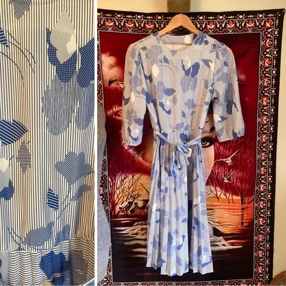 Vintage | Dresses | Vintage 7s 80s Abstract Print Midi Dress | Poshmark